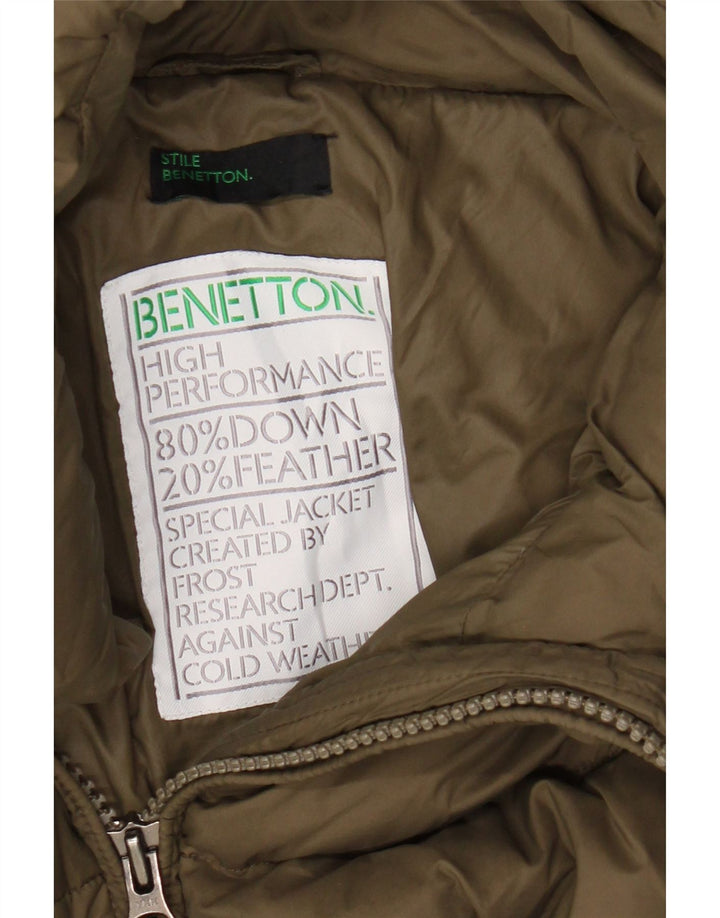 Jaqueta acolchoada com capuz feminina Benetton UK 2 2XS Caqui