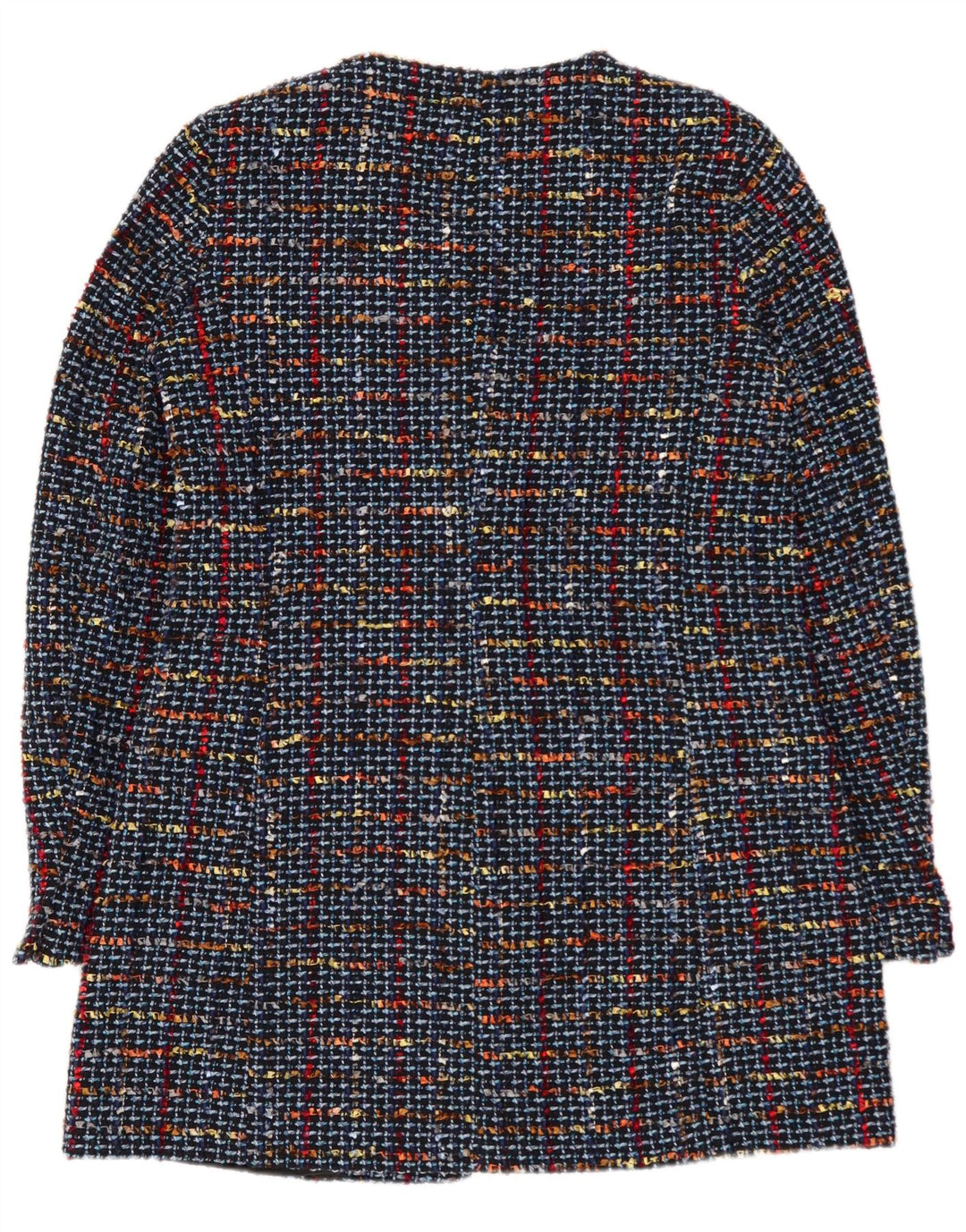 Zara Jaqueta Blazer Feminina com 3 Botões Longline Reino Unido 10 Pequeno Azul Marinho Flecked