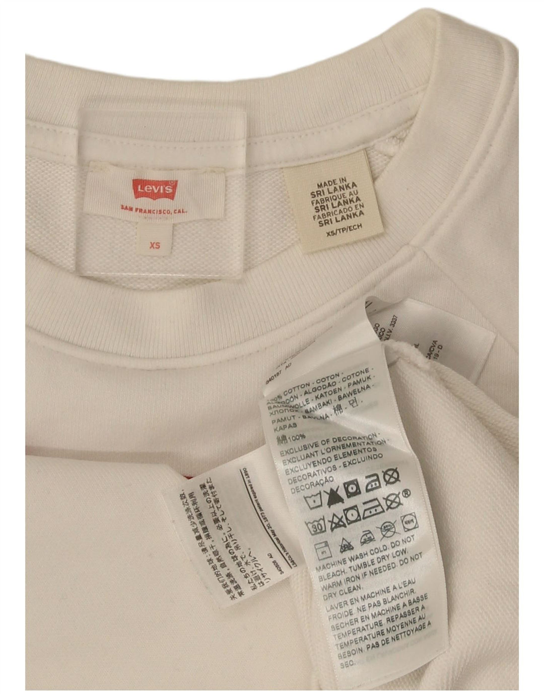 Levi's feminino gráfico oversized moletom jumper UK 6 XS algodão branco