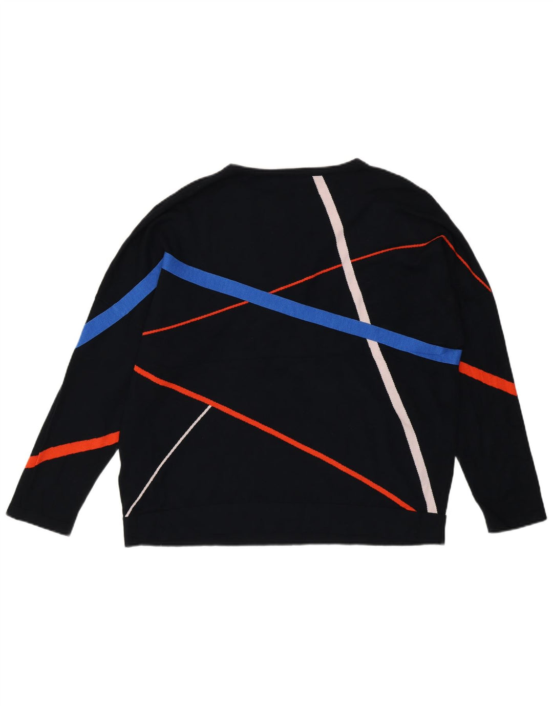 Suéter feminino Phase Eight com gola redonda Reino Unido 16 grande preto geométrico