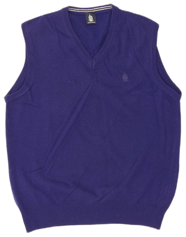Marina Yachting Mens Colete Regata Grande Lã Virgem Azul