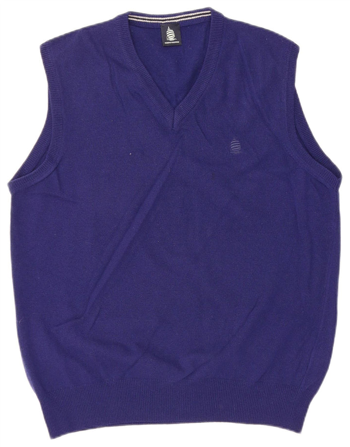 Marina Yachting Mens Colete Regata Grande Lã Virgem Azul