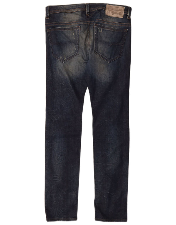 Diesel Masculino Thavar Distressed Slim Skinny Jeans W31 L32 Azul Algodão