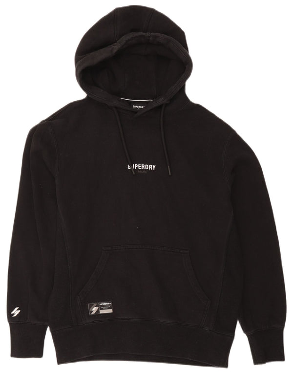 Superdry Mens Loose Fit Hoodie Jumper Pequeno Algodão Preto