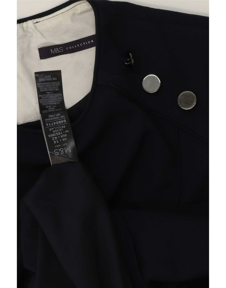 Vestido bainha feminino Marks & Spencer Reino Unido 14 grande poliéster azul marinho
