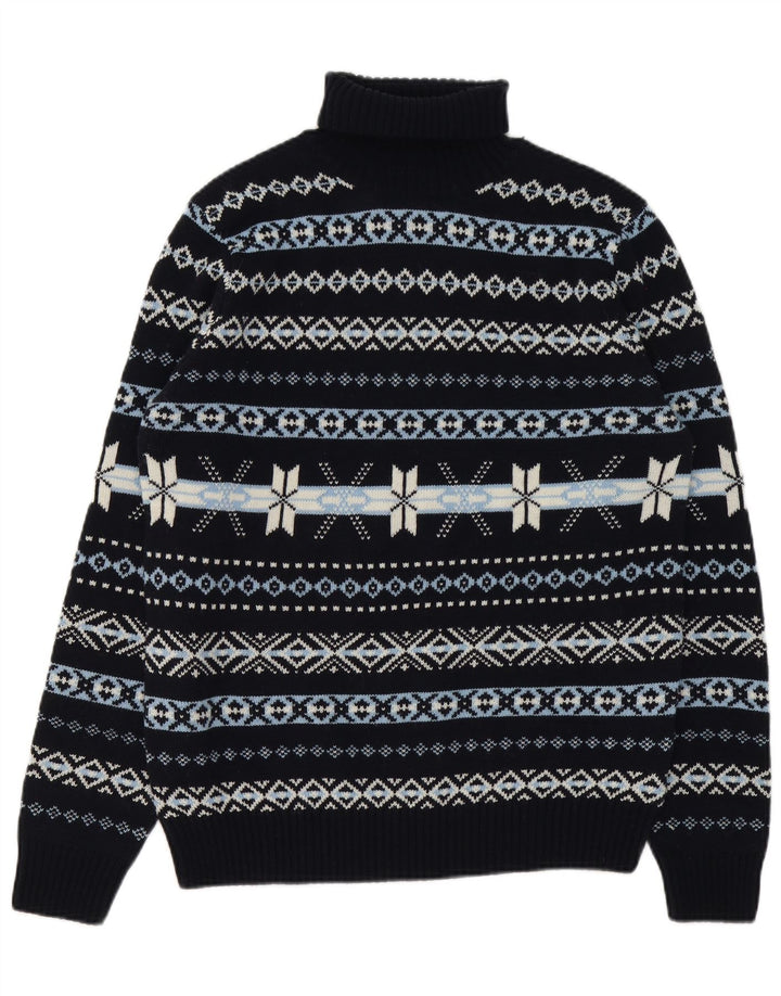 Suéter masculino GUTTERIDGE com gola redonda XL azul marinho Fair Isle Wool