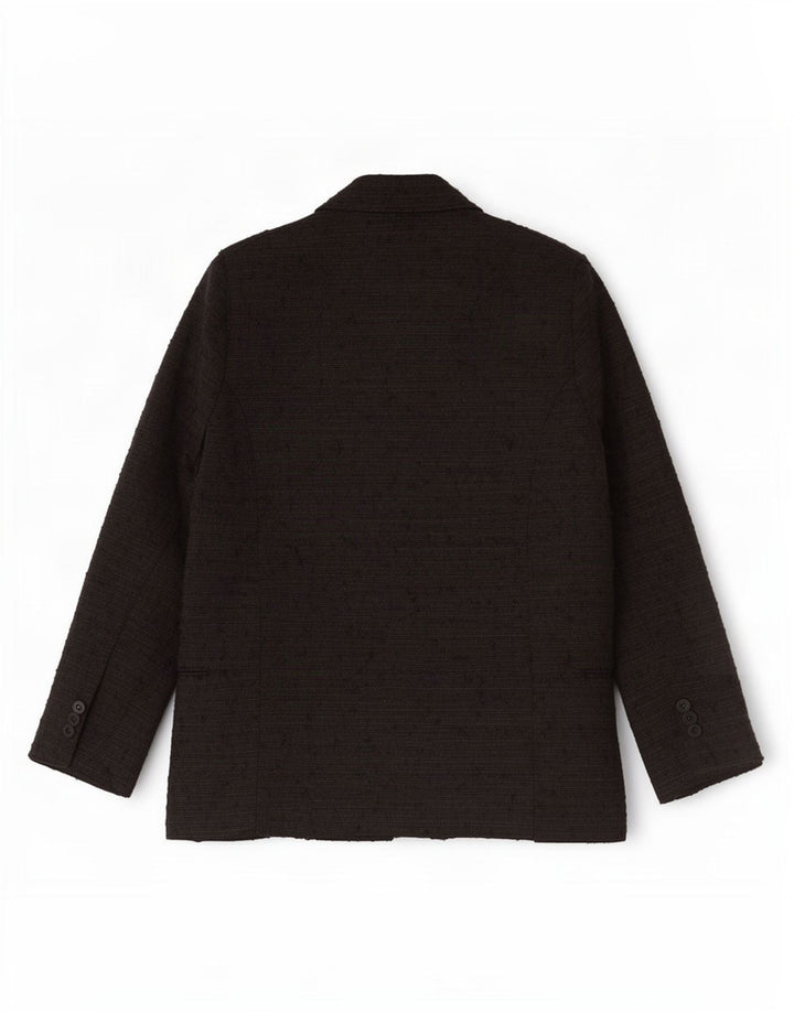 Jaqueta blazer masculina Zara com peito duplo Reino Unido 36 poliéster manchado preto pequeno