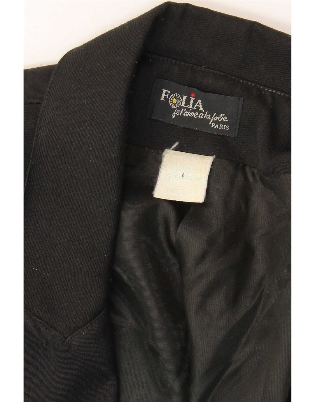Jaqueta blazer feminina vintage com peito duplo Reino Unido 12 médio preto Paisley