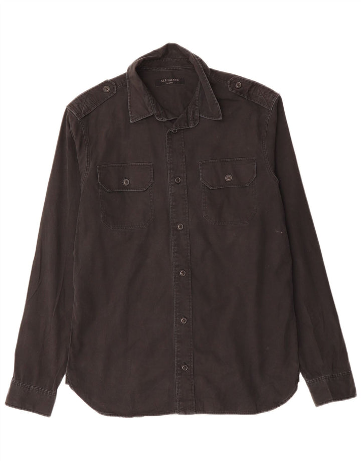 Camisa militar masculina ALL SAINTS algodão preto médio