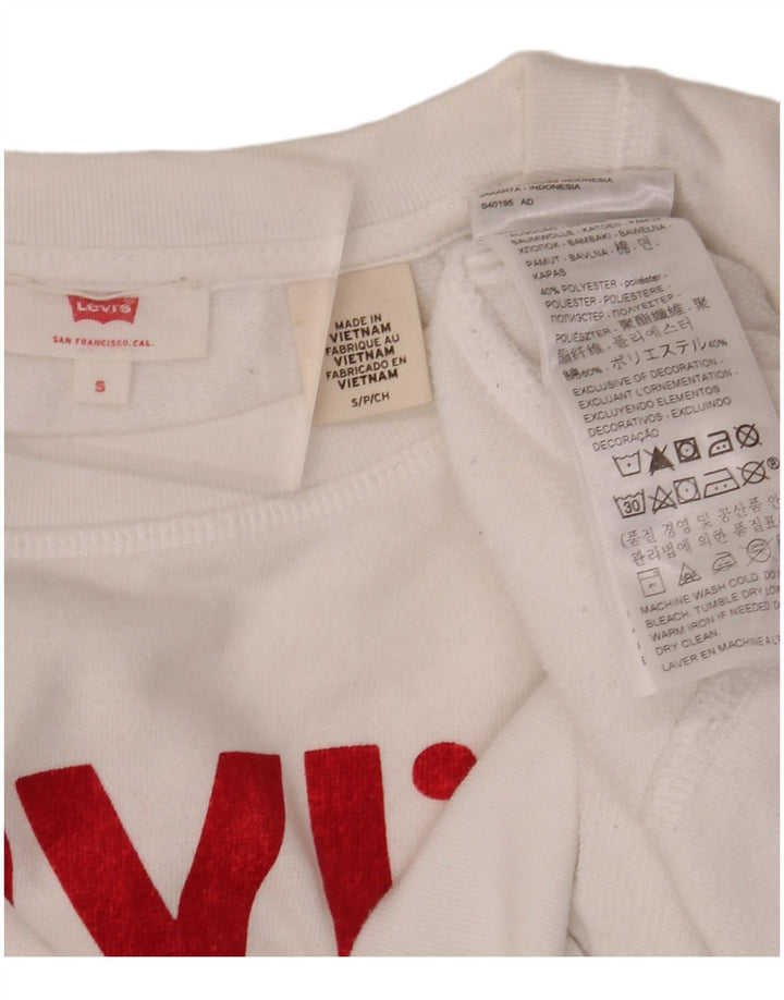 LEVI'S moletom feminino oversized jumper UK 10 pequeno algodão branco