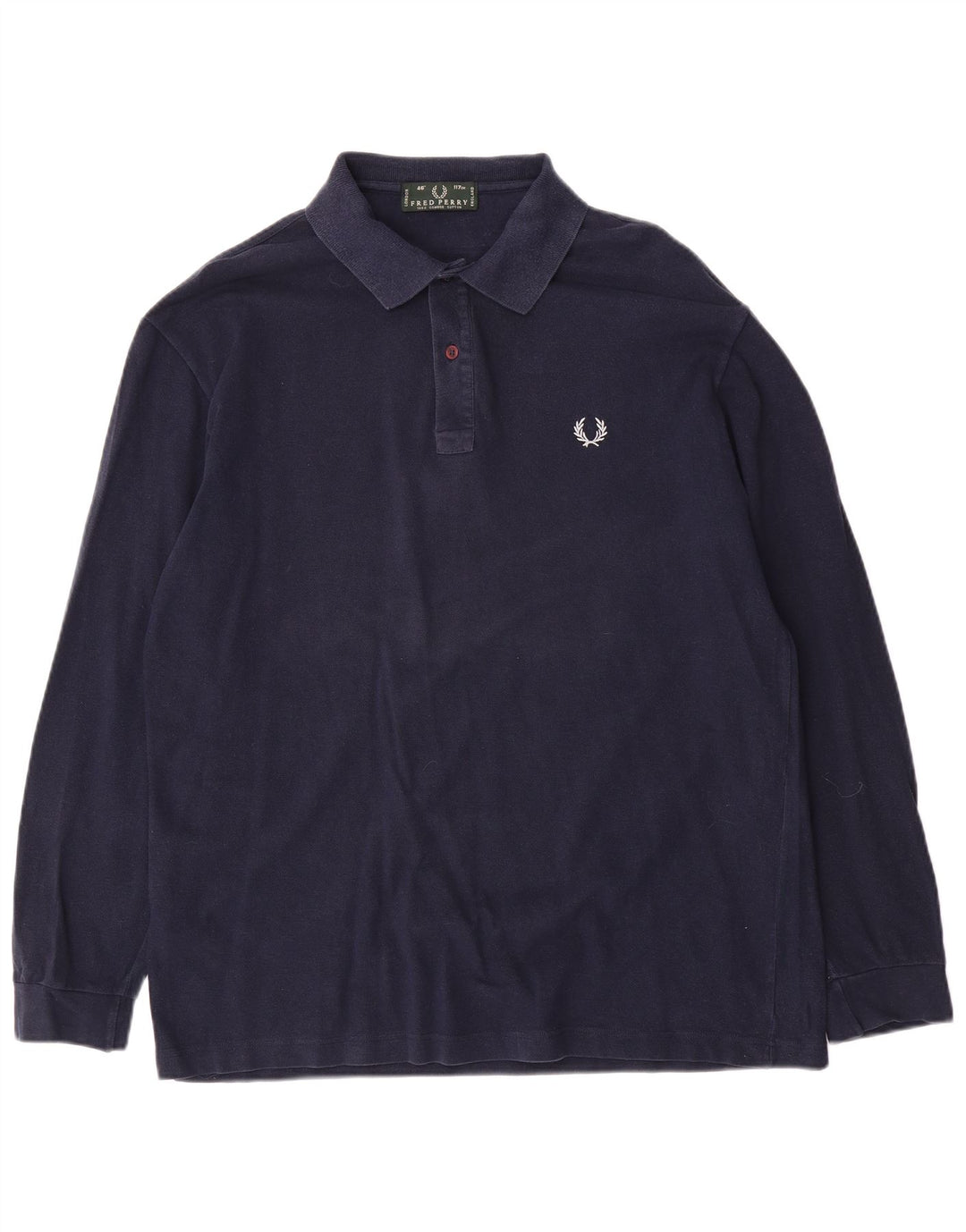 Camisa polo masculina de manga comprida Fred Perry grande algodão azul marinho
