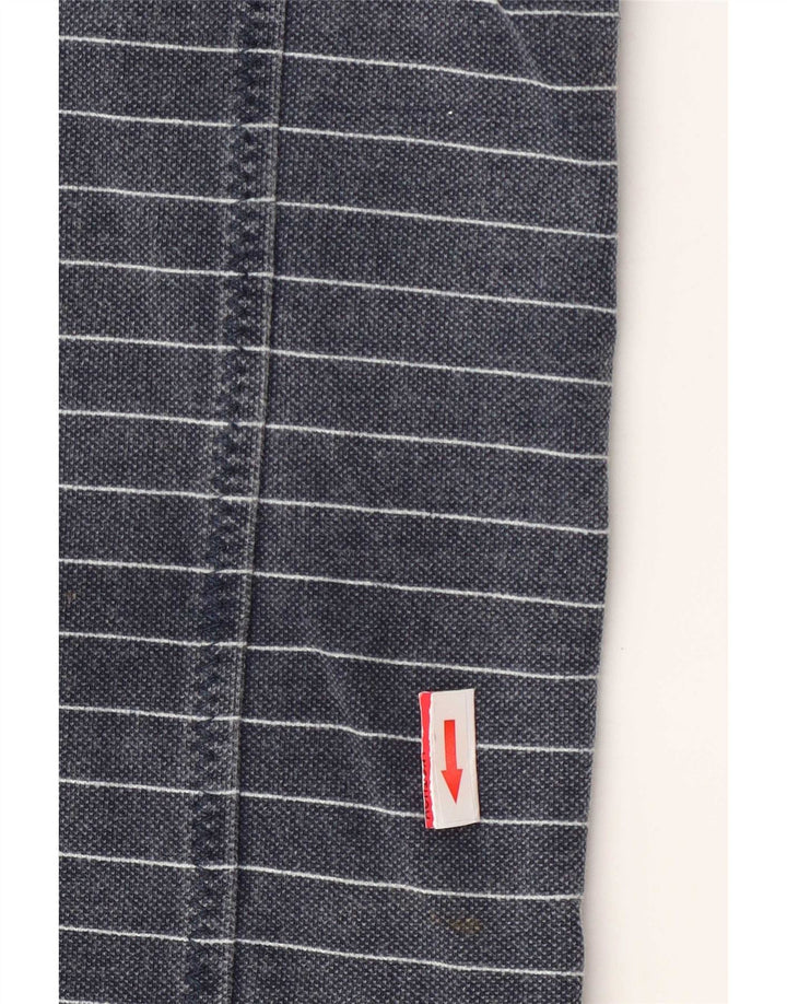 Fat Face Masculino Zip Neck Moletom Jumper Médio Azul Marinho Listrado Algodão