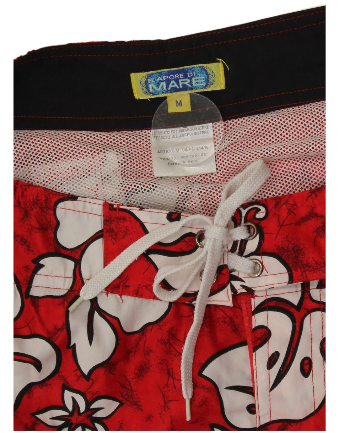 Shorts de natação masculino Sapore Di Mare médio vermelho floral poliéster havaiano