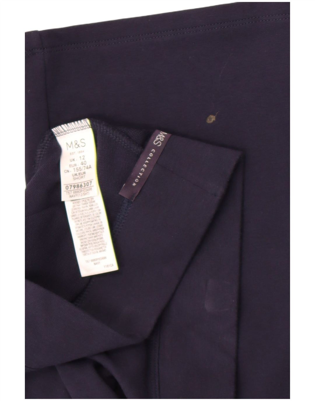 Calça de treino feminina Marks & Spencer Reino Unido 12 algodão azul marinho médio