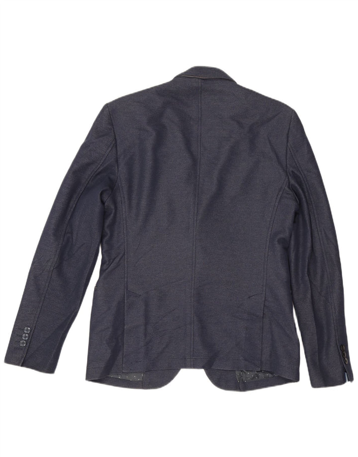 Jaqueta blazer masculina Zara com 2 botões UE 52 grande azul marinho poliéster