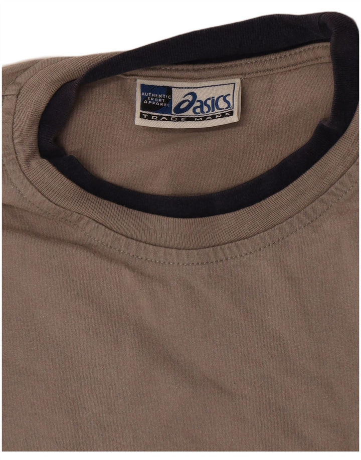 Camiseta gráfica masculina Asics Top pequeno cinza colorblock algodão