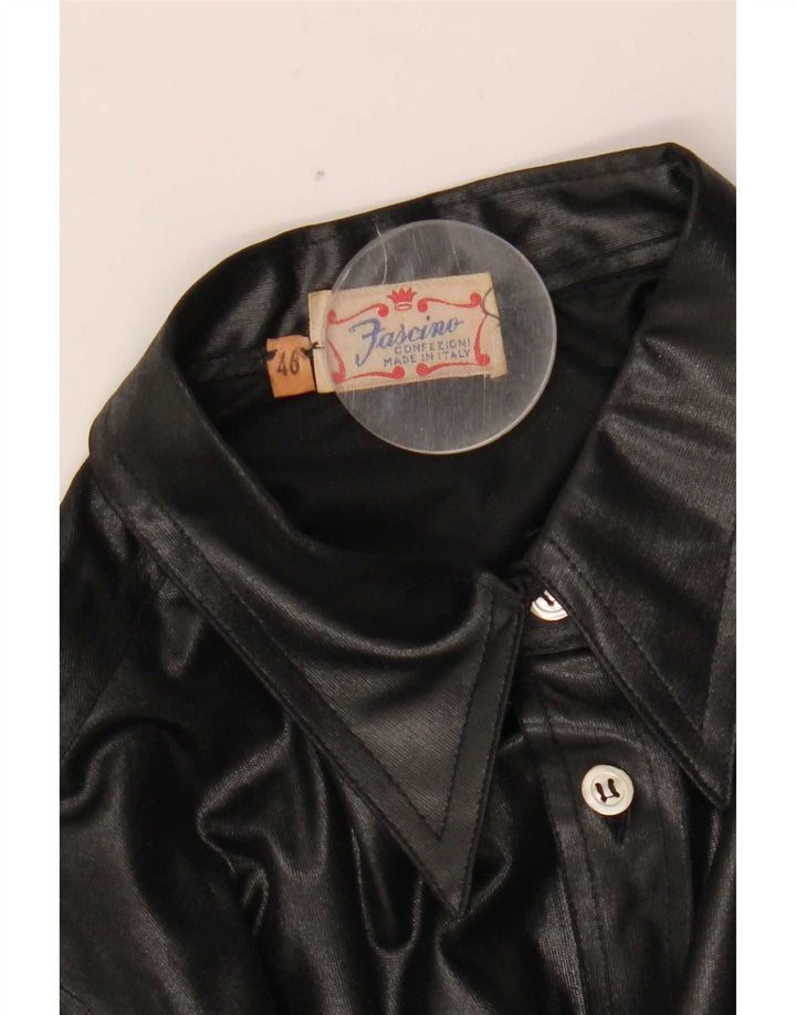 Camisa feminina de couro Fascino IT 46 grande preta