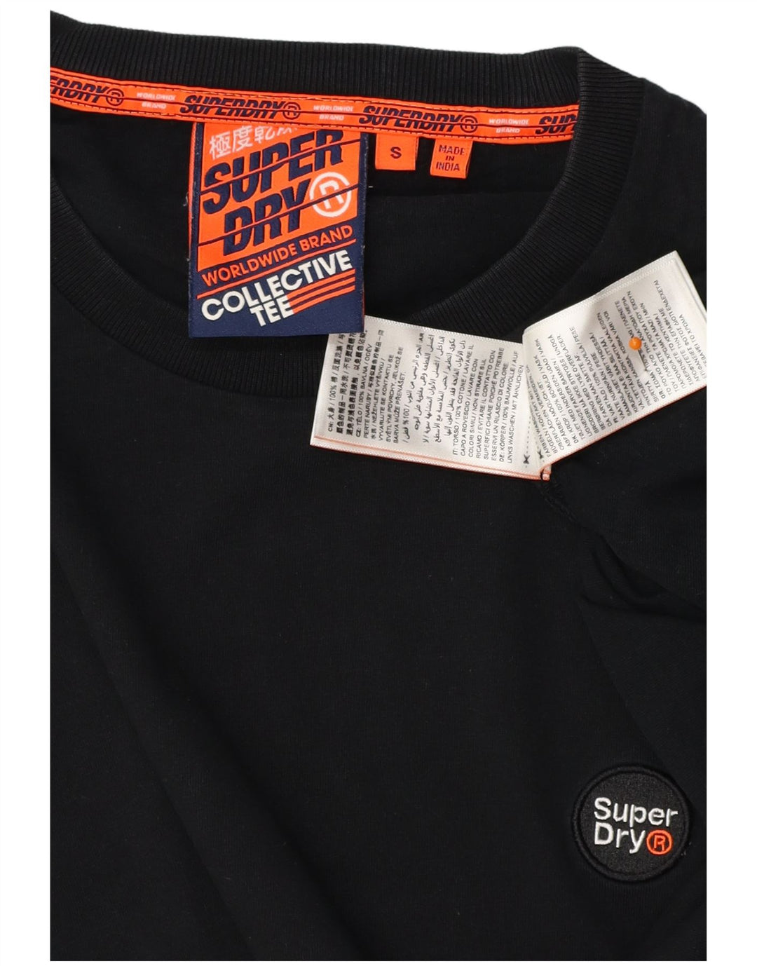 SUPERDRY Colete Masculino Top Pequeno Algodão Preto