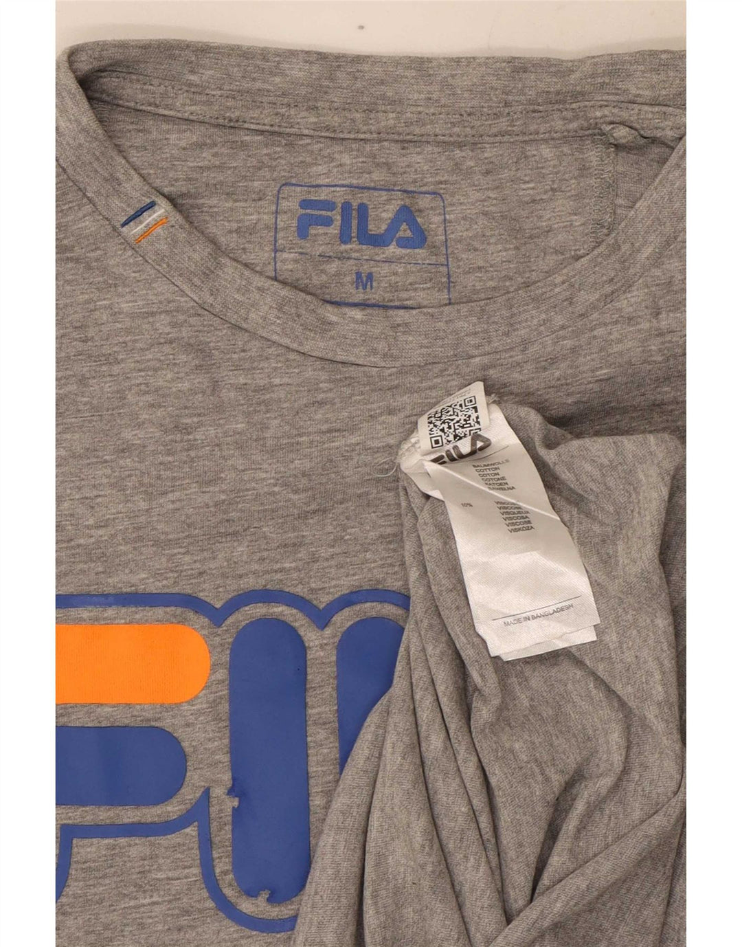 Fila Camiseta masculina gráfica Top algodão manchado cinza médio