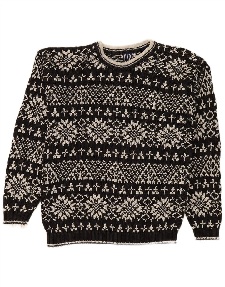 Suéter masculino Gap com gola redonda, pequeno, preto, Fair Isle, algodão