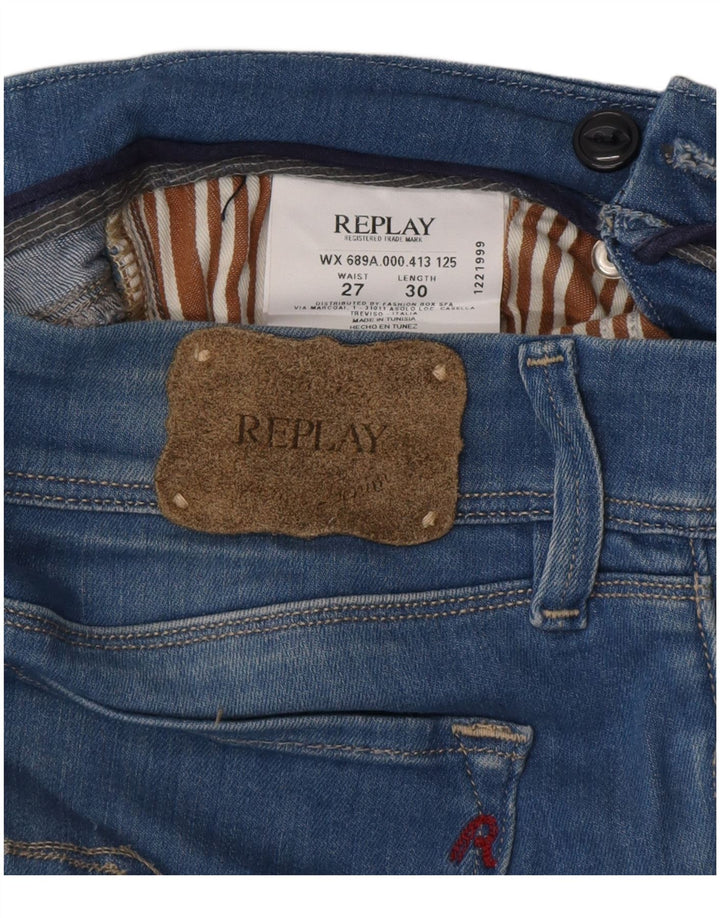 Jeans skinny feminino REPLAY W27 L30 algodão azul