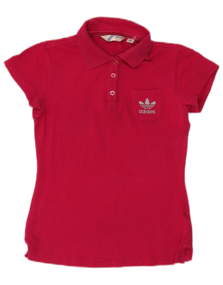 Camisa polo feminina Adidas EU 36 pequena algodão rosa