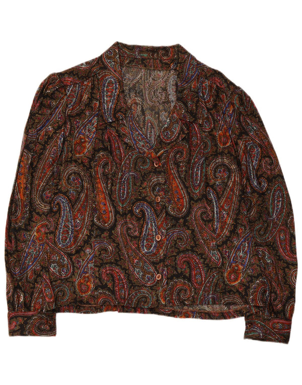 Blusa feminina vintage cropped UK 8 pequena paisley multicolorida