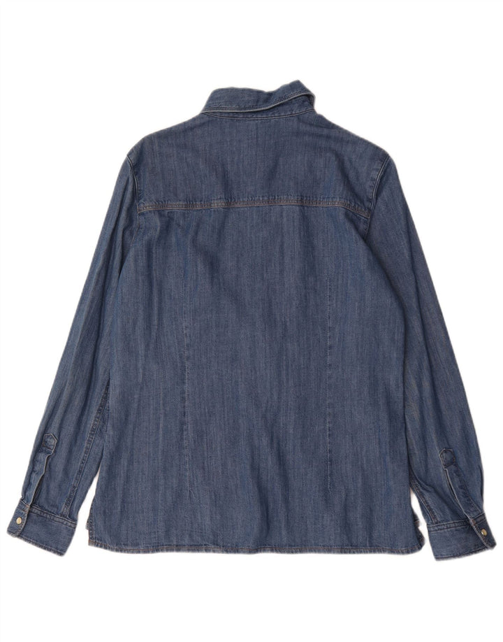 Camisa jeans feminina vintage UK 16 grande azul