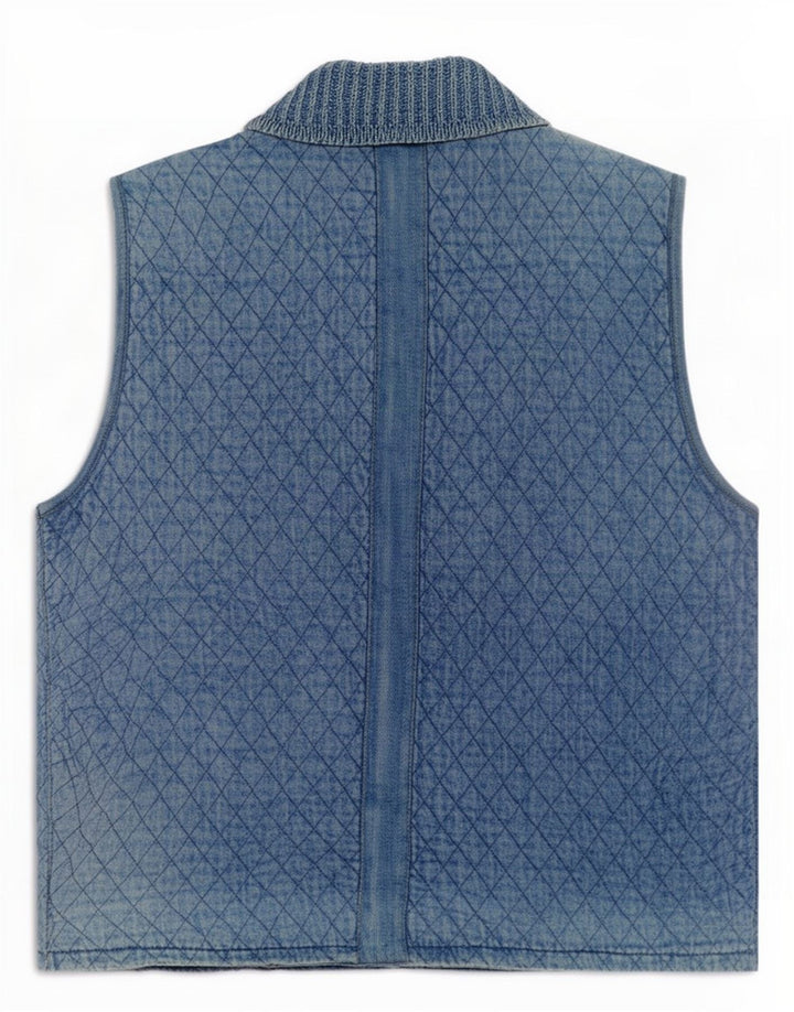 Colete jeans acolchoado feminino Blue Willi UK 14 algodão médio