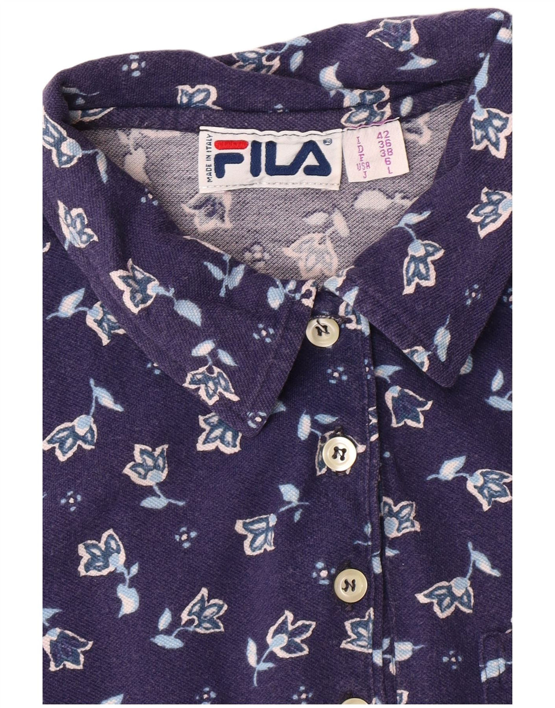 Camisa polo feminina sem mangas FILA IT 42 médio azul marinho floral