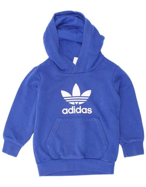 Camisola com capuz gráfico Adidas Boys 2-3 anos azul algodão
