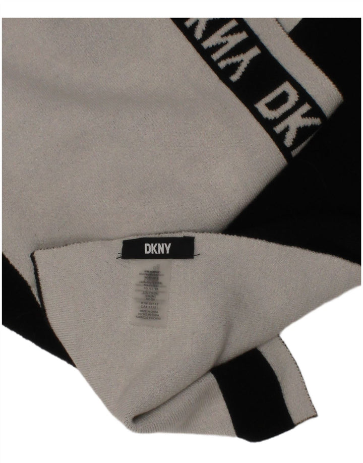 Dkny Lenço retangular masculino tamanho único logotipo acrílico listrado preto