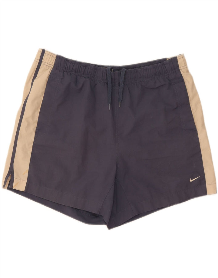 Shorts de natação masculinos Nike grande poliéster colorblock azul marinho
