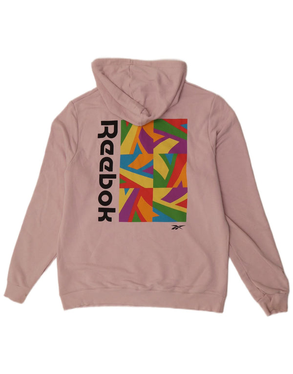 Reebok Mens Graphic Hoodie Jumper Grande Algodão Rosa