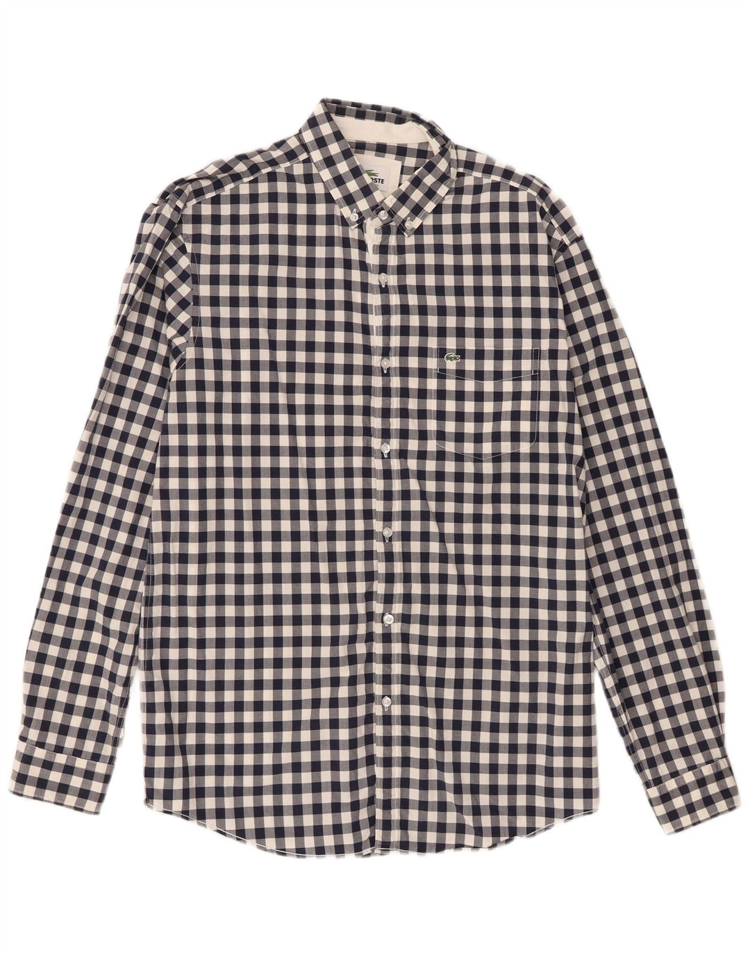 Camisa masculina Lacoste Regular Fit tamanho 40 algodão guingão azul marinho médio