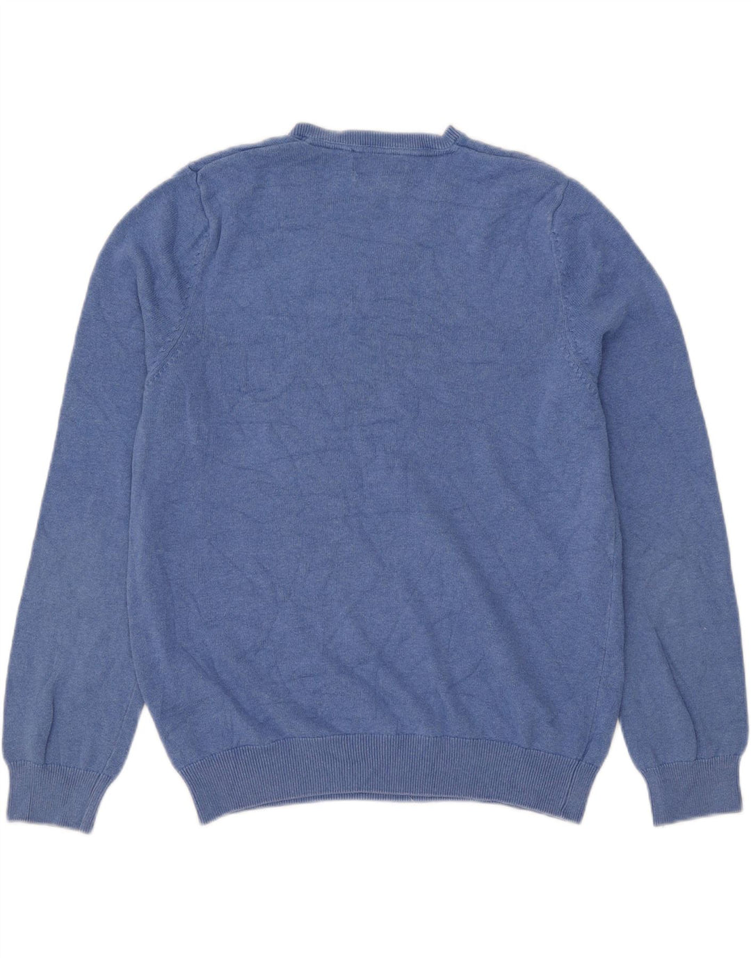 Suéter masculino Marks & Spencer com decote em V grande algodão azul