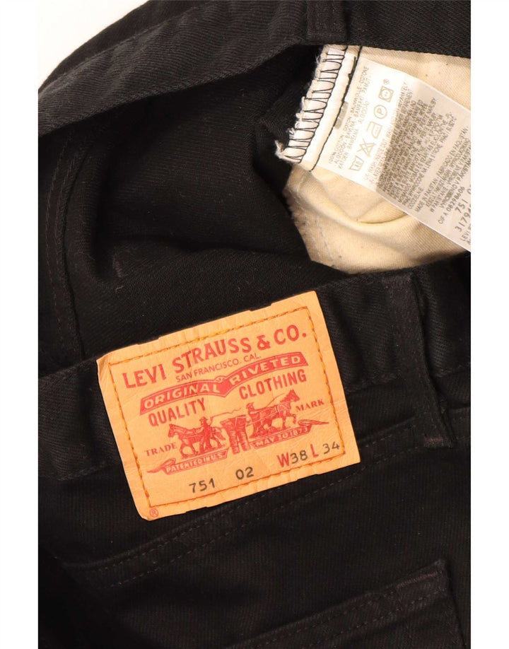 Calça jeans masculina Levi's 751 Straight W38 L34 algodão preto