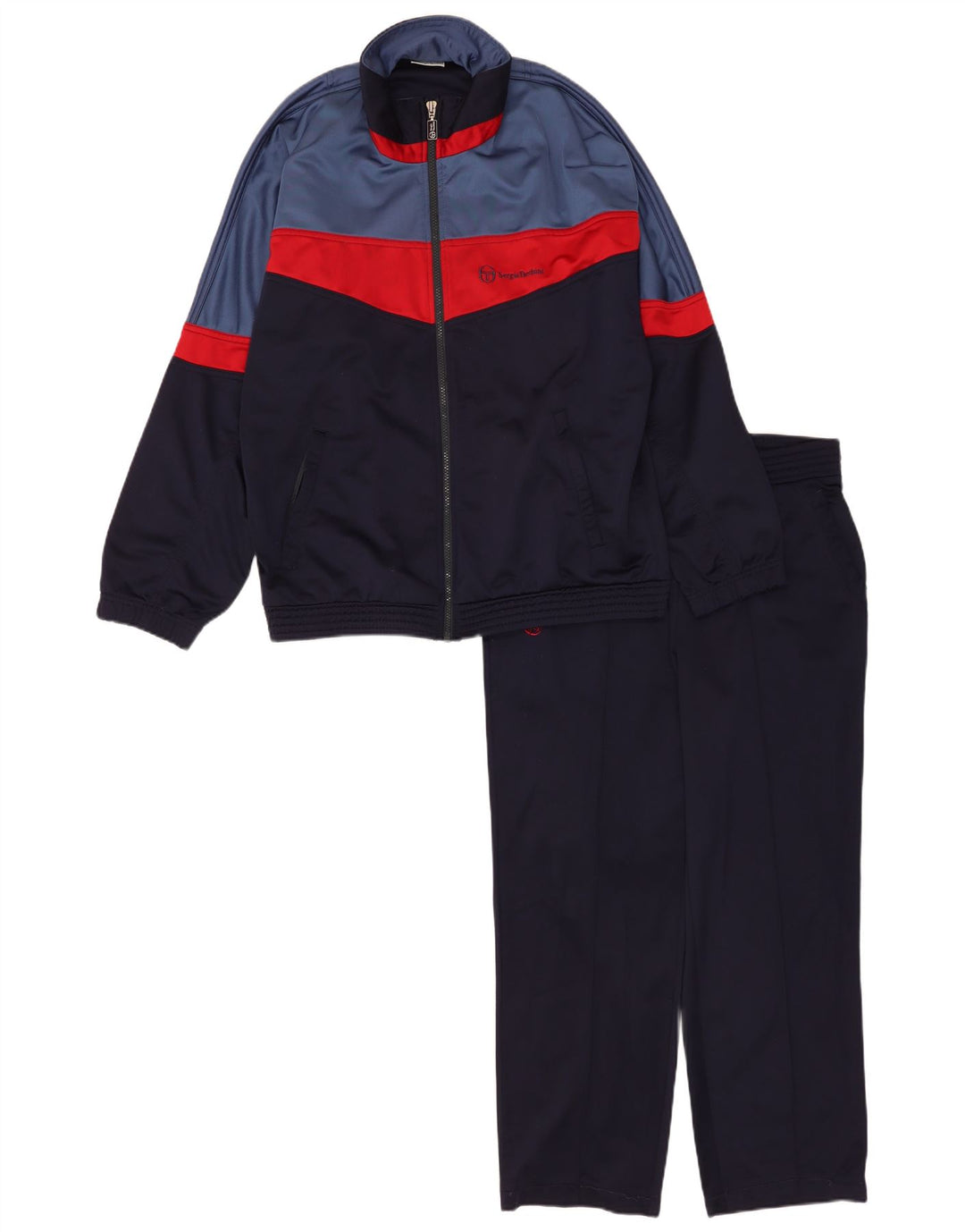 Sergio Tacchini Mens Full Tracksuit IT 46 Small Navy Blue Colourblock