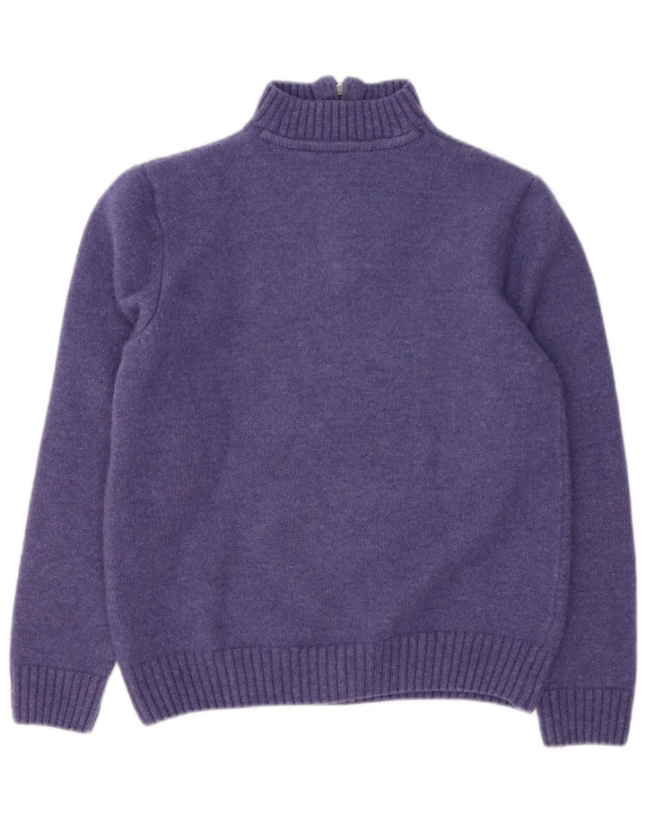 Crew Clothing Mens Suéter Jumper com Gola Zip Grande Roxo Lã de Carneiro