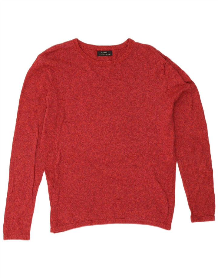Suéter masculino Zara com gola canoa médio vermelho manchado