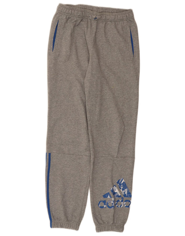 Adidas meninos calças de treino gráfico joggers 13-14 anos cinza manchado