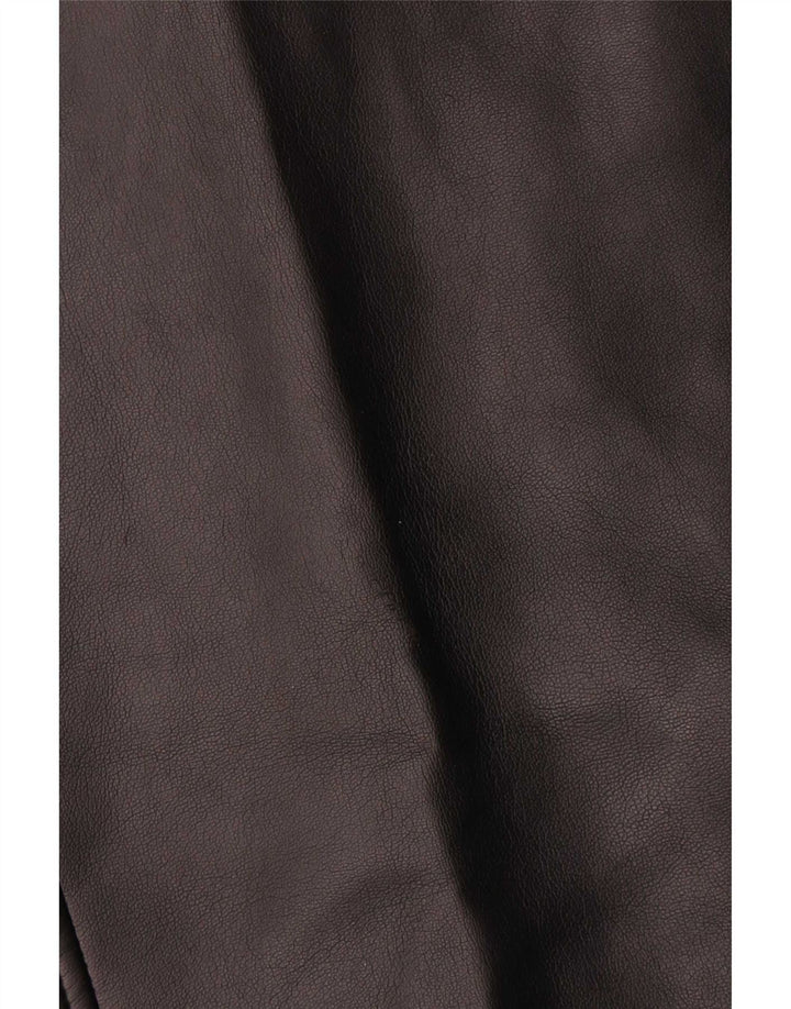 Colete de couro feminino vintage UK 10 pequeno preto