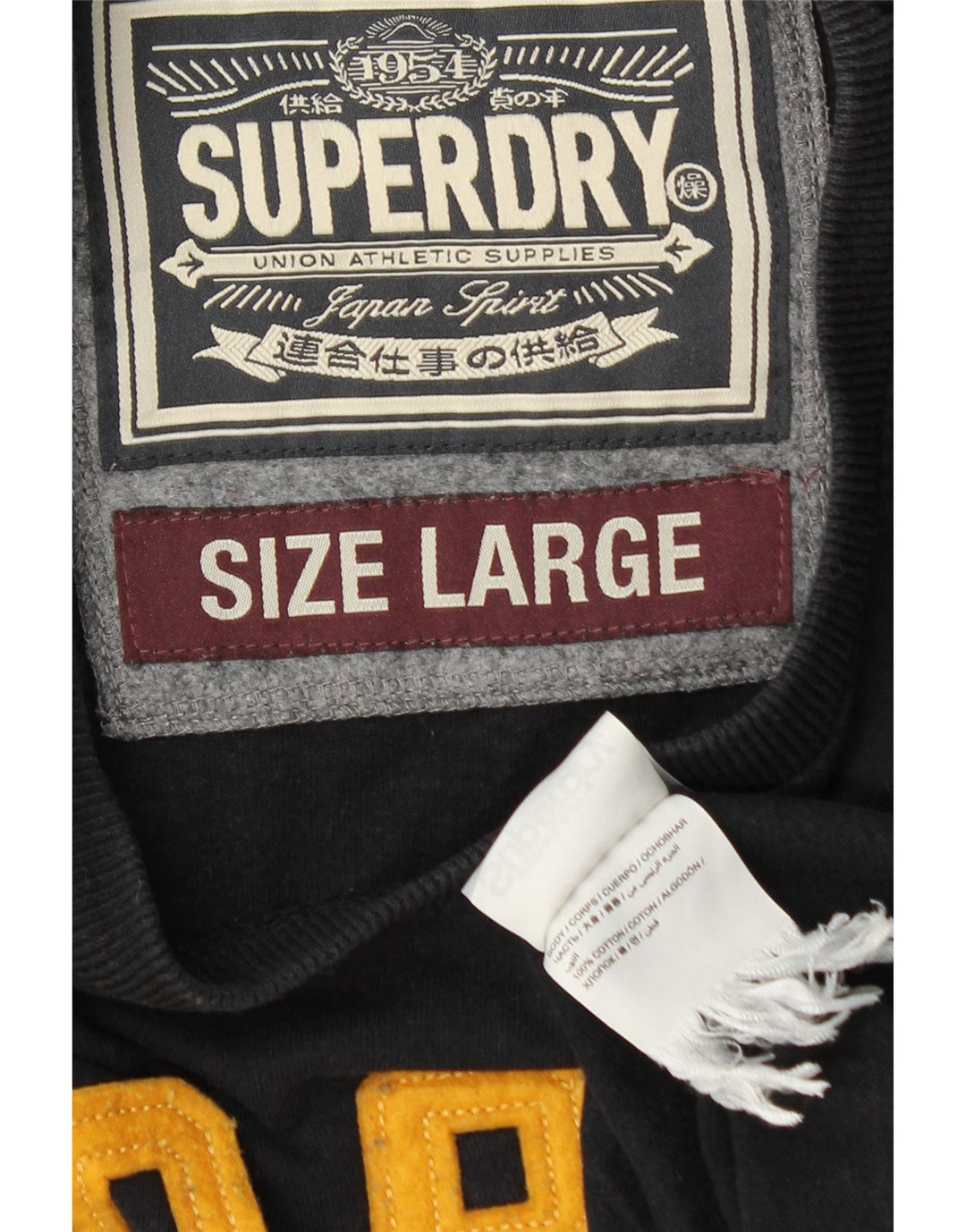 SUPERDRY Top gráfico masculino manga comprida grande algodão preto