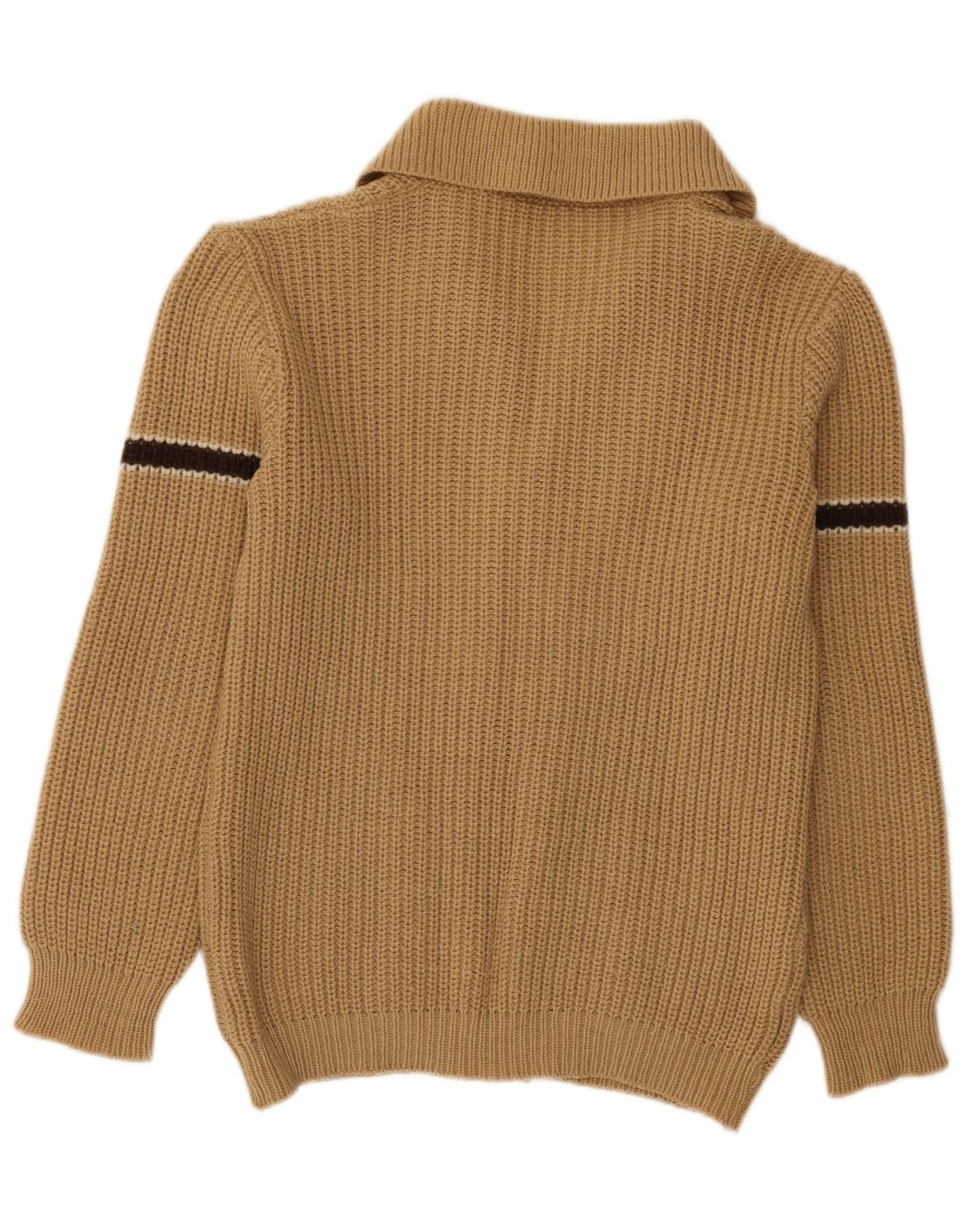 Suéter cardigã masculino vintage pequeno colorblock bege