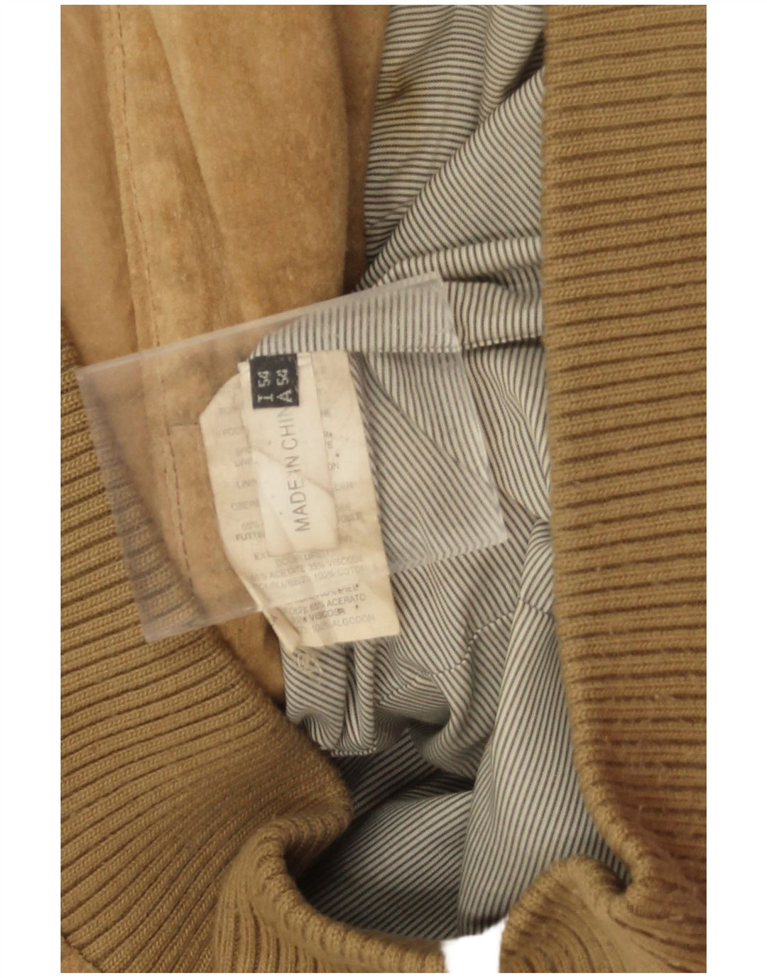 Jaqueta bomber masculina vintage de camurça IT 54 2XL couro bege