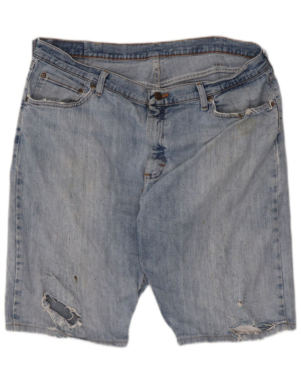 Shorts jeans masculino Wrangler desgastado e relaxado W38 XL azul algodão