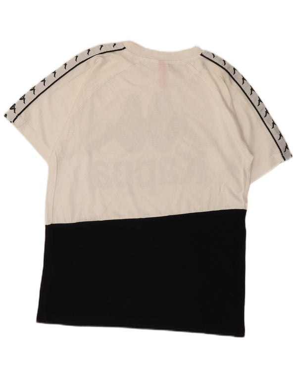 Camiseta gráfica masculina Kappa Top pequeno algodão colorblock branco