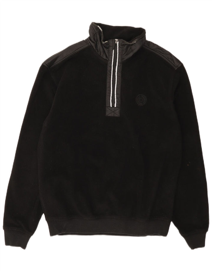 Bugatti Mens Zip Neck Fleece Jumper Grande Poliéster Preto