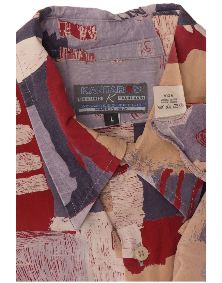 Camisa masculina Kantaros com estampa abstrata grande viscose multicolorida