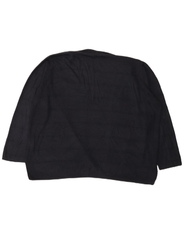 Suéter cardigã feminino Marks & Spencer Reino Unido 20 2XL acrílico listrado azul marinho